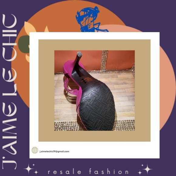 Elle Fuchsia Zip-Up Back Front Design Sandal Heels - Picture 6 of 6